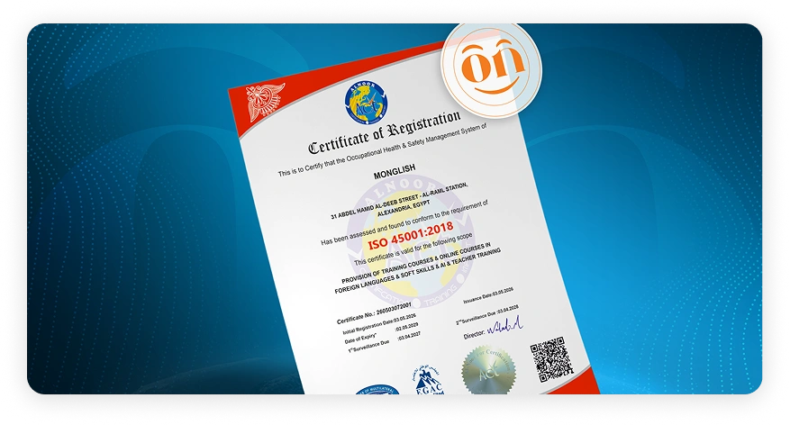 Monglish International Academy ISO certificate